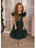 Feifei Sleeves Emerald Sequin Tulle Chic Flower Girl Dress